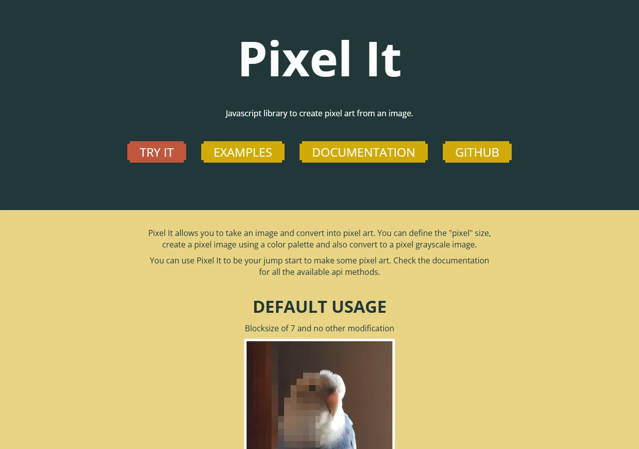 Pixel It open-source browser pixel art converter with palette and dithering controls