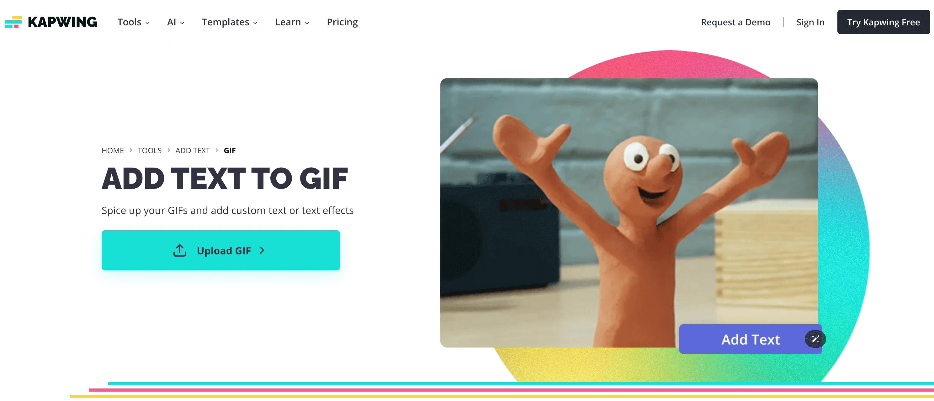 add text to gif using kapwing