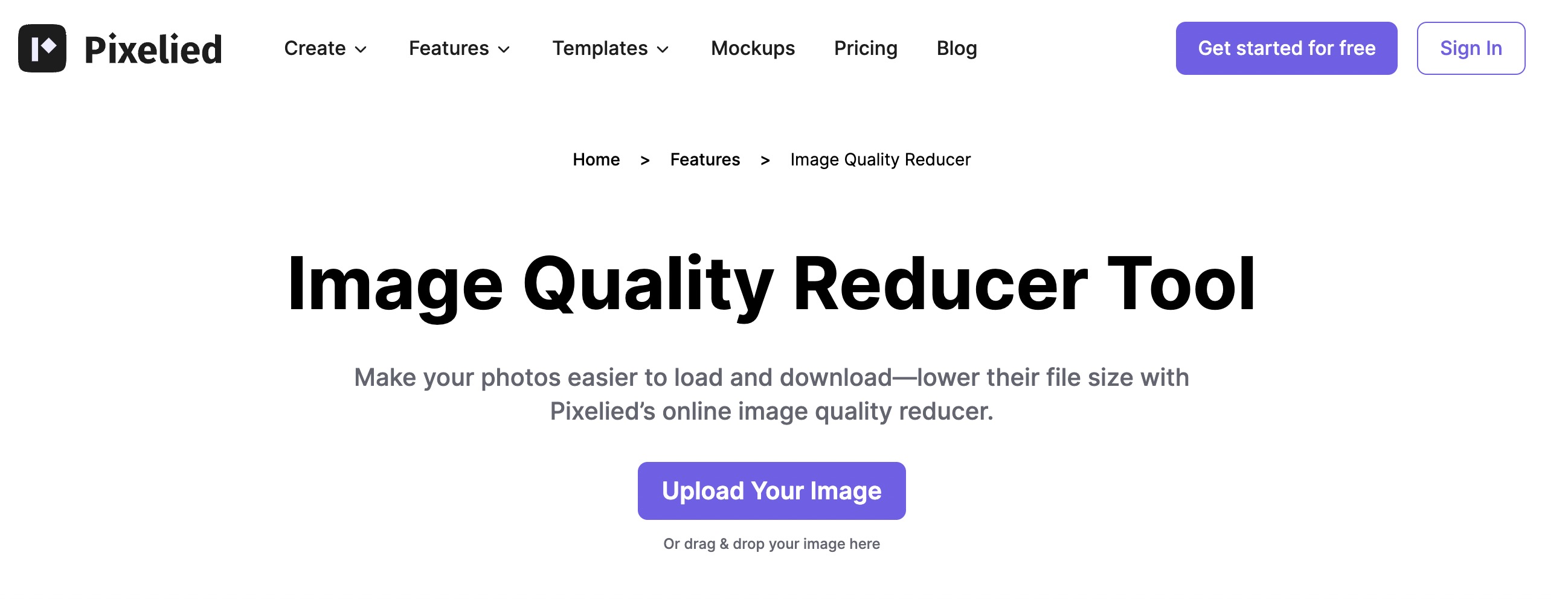 reduce image quality with pixiled.com